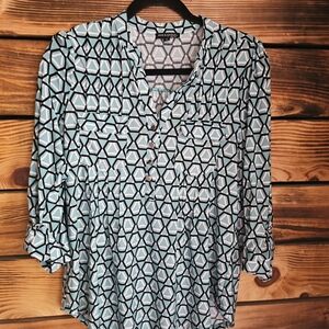 Apt. 9 Black Relaxed Mandarin Collar Blouse